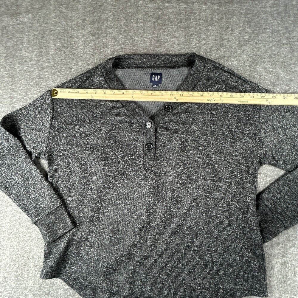 Gap Marled Henley V-Neck Shirt Womens Sz Medium Gray Long Sleeve Button Top - Picture 5 of 9